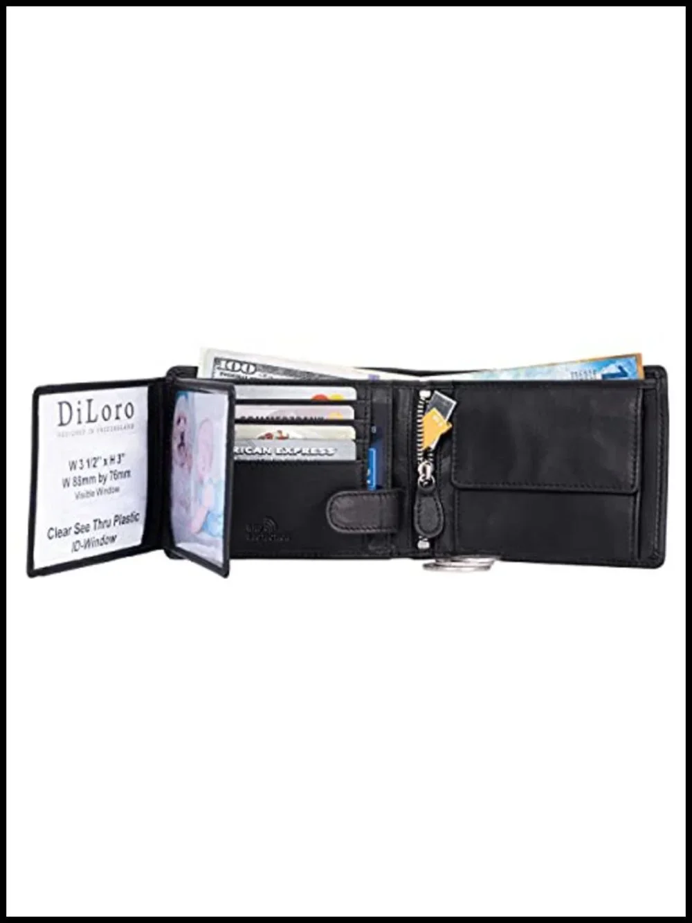 Full Size Large Mens Bifold Leather Wallet Flip ID Zip Coin RFID Protection